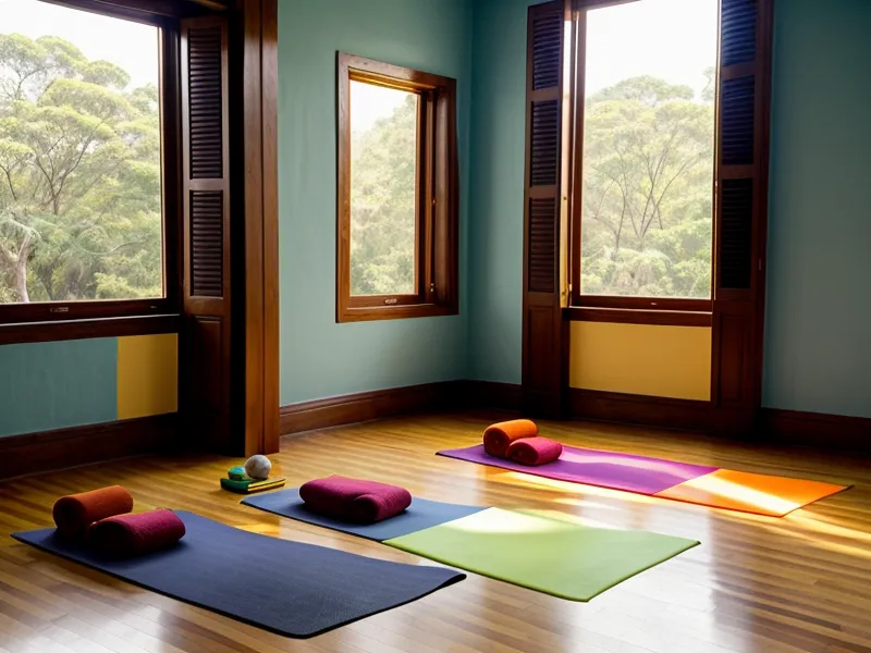 Tarjetas didácticas de yoga para niños sobre un escritorio de madera