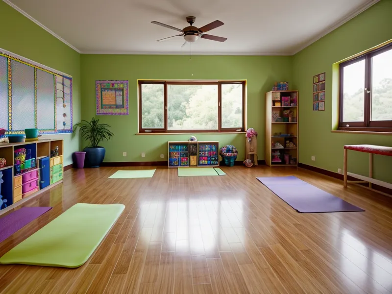 Diploma de yoga infantil sobre un escritorio de madera junto a un silbato de gimnasia.