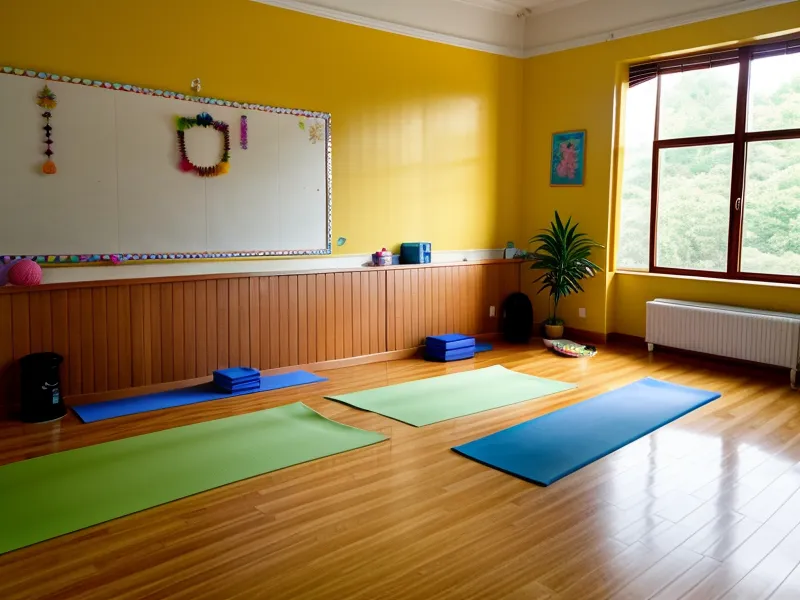 Póster de posturas de yoga infantil adaptadas, usado como referencia de metodología de enseñanza en el aula