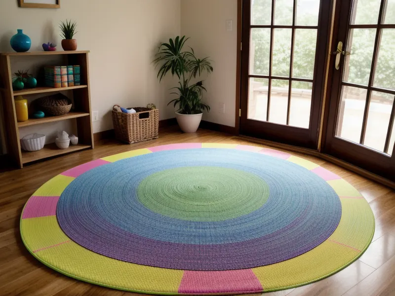 Póster artesanal con posturas de yoga para niños colgado en una pared de clase.