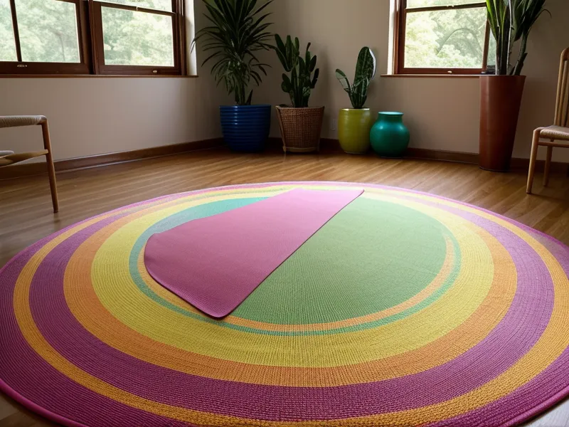Mano de instructora sosteniendo un pequeño cuenco tibetano como señal de inicio en una clase de yoga infantil