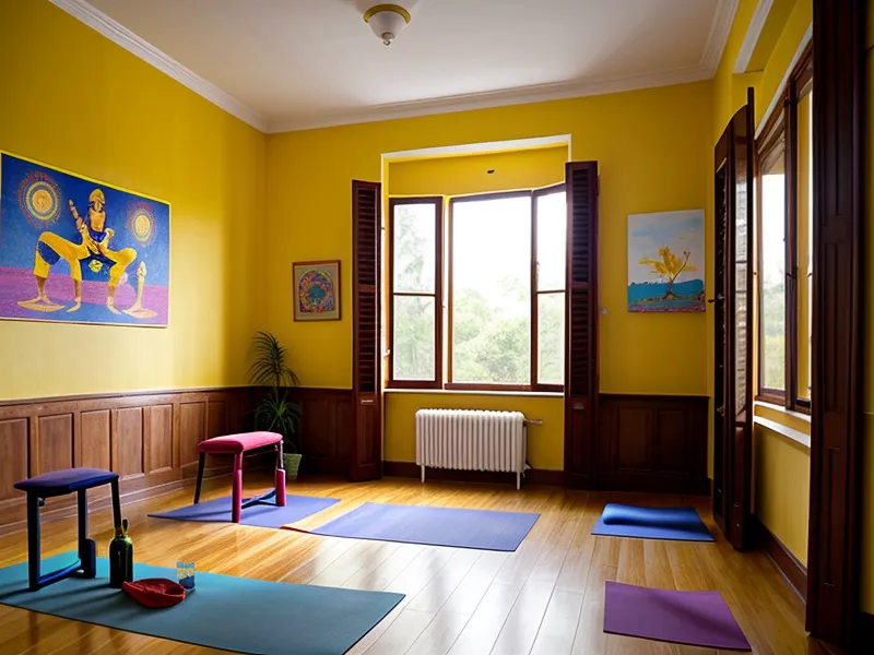 Mano de maestra revisando curso de formación docente en yoga infantil en su celular durante el recreo