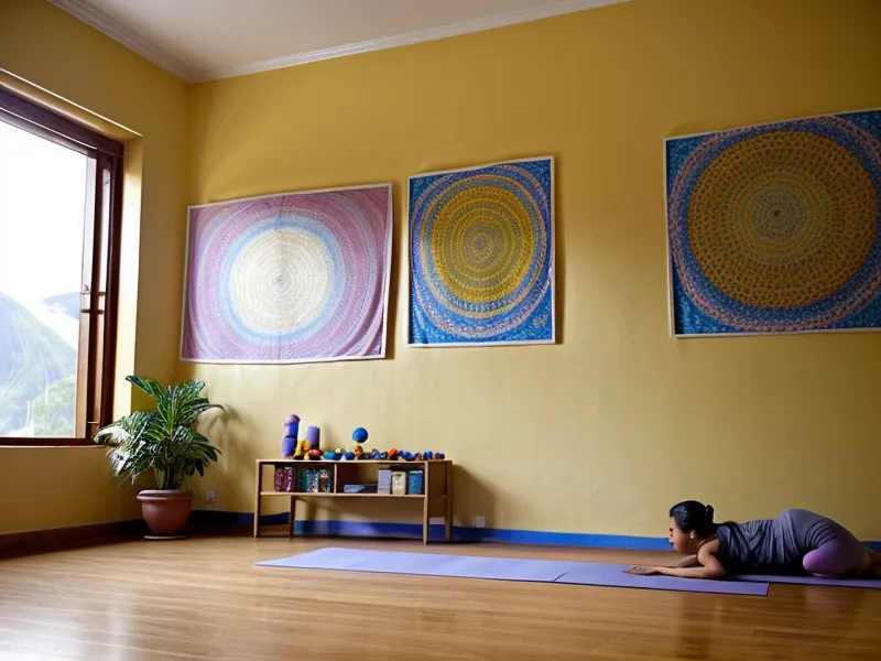 Colchoneta de yoga infantil desgastada junto a un celular abierto en un curso de certificación de Hotmart