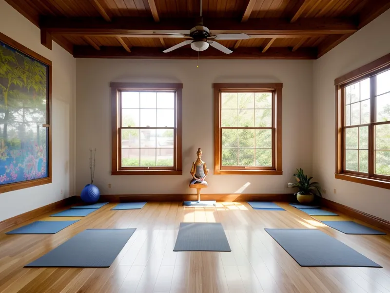 Bloques de yoga de colores sobre un escritorio, material usado para planificar clases de yoga infantil extraescolar
