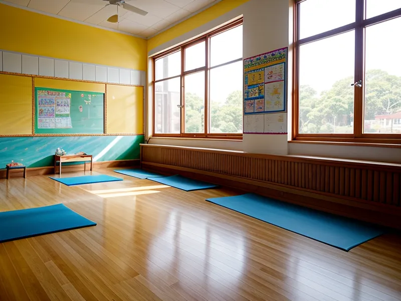 Docente de educación física explorando una formación en yoga infantil con comunidad activa, clave para el bienestar escolar