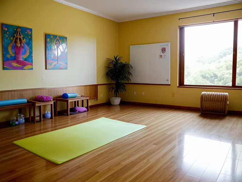 Póster artesanal con posturas de yoga infantil ilustradas de forma sencilla para educación física escolar