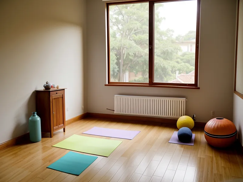 Póster artesanal con posturas de yoga para niños en la pared de un aula de educación física