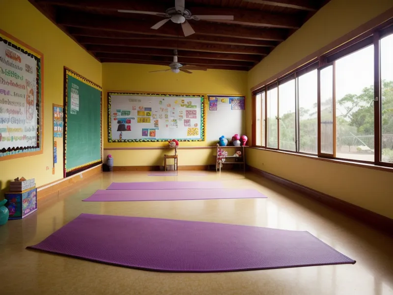 Póster hecho a mano con posturas de yoga para niños en una escuela