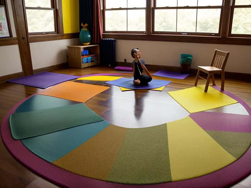 Teléfono móvil con un curso de yoga online sobre el escritorio de una profesora.