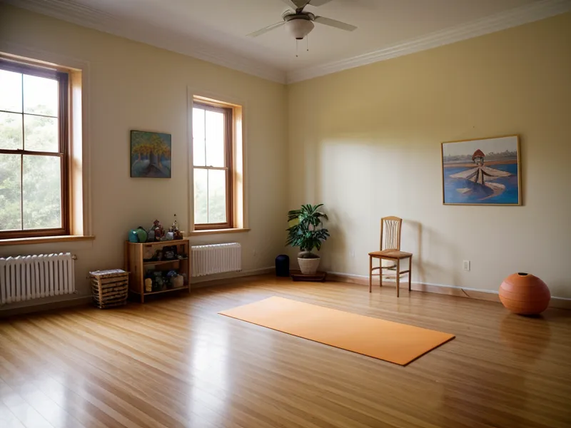 Teléfono móvil mostrando un curso de yoga online en el patio de una escuela