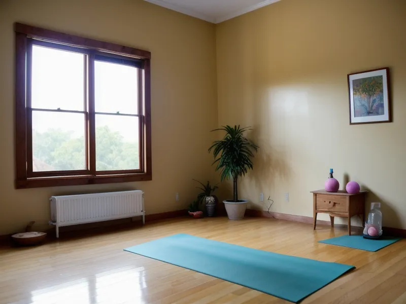 Mano sosteniendo una carpeta de certificación de yoga sobre bloques de espuma.