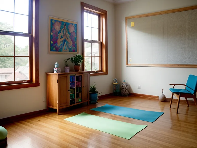 Mat de yoga infantil sobre piso de madera revisado como parte de la seguridad escolar antes de clase